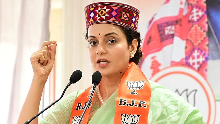 BJP candidate Kangana Ranaut during a party meeting in Mandi - File Photo | Outlook photos
