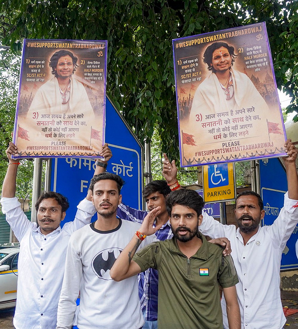 Protest over detention of Swatantra Bhardwaj