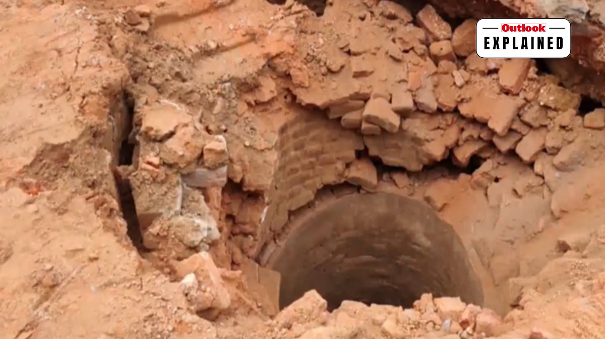 A Brick well found beneath the demolished structure - X/@ani_digital