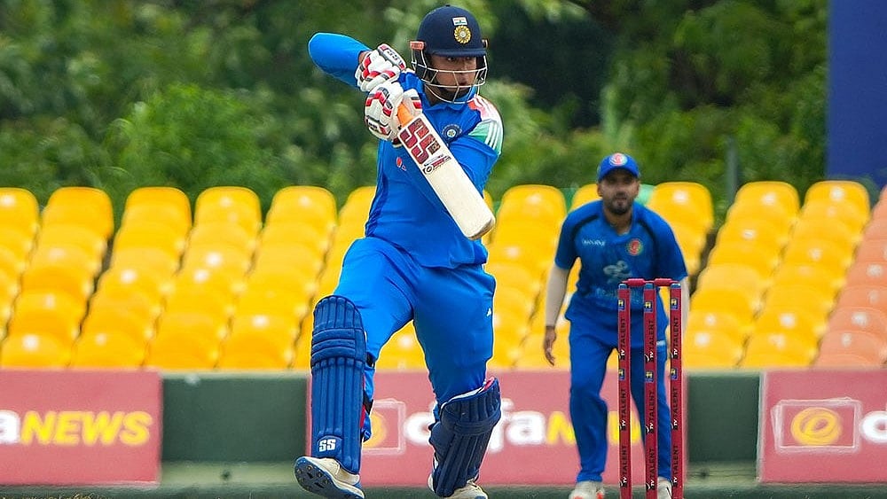 In this image received on June 11, 2026, India's Vaibhav Sooryavanshi plays a shot during an ODI cricket match between India-A and Afghanistan-A, in Dambulla, Sri Lanka. - | Photo: SLC via PTI