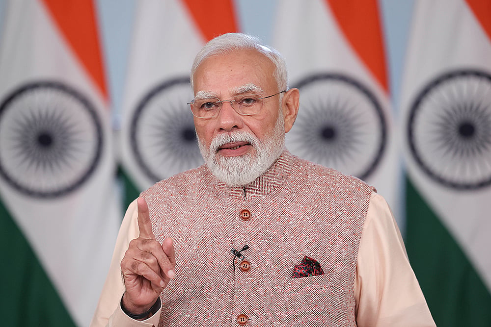 PM Modi speaks through a video message
