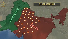 Pakistan’s Air Force claimed 32 IAF bases, S-400 systems and Indian aircraft were destroyed in its new AI-generated video. - X, Screengrab from the video