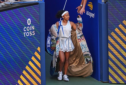 Naomi Osaka, of Japan, arrives for a match against Elena Rybakina, of Kazakhstan, during the fourth round of the U.S. Open tennis championships, Monday, Sept. 7, 2026, in New York. 