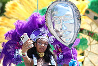 In Photos | Brooklyn Comes Alive For J’Ouvert And The West Indian Day Parade | Photo: AP/Heather Khalifa : Participants take a selfie as they wait to walk in the West Indian Day Parade on Monday, Sept. 7, 2026, in the Brooklyn borough of New York.