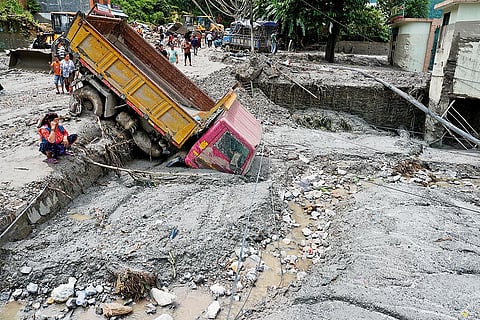 The Aftermath: Dhunge Bazar was completely washed out in the flash floods  