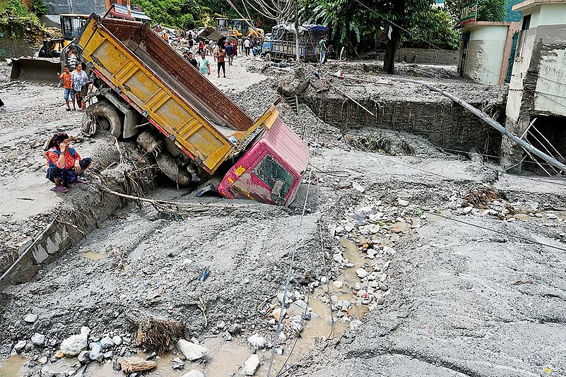 Dhunge Bazar was completely washed out in the flash floods