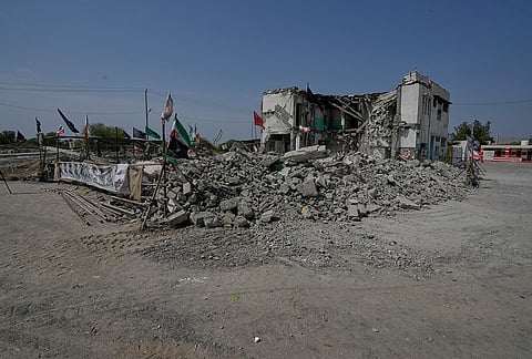 A general view of the school that was hit by a strike on Feb. 28, is seen in town of Minab in southern Iran, Saturday, Sept. 5, 2026. 