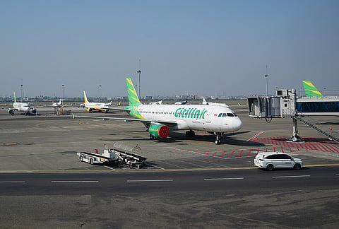 Airplanes are parked at Soekarno-Hatta International Airport in Tangerang, Indonesia, Sunday, Sept. 6, 2026. 