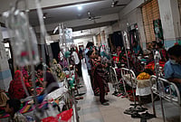 | Photo: AP/Mahmud Hossain Opu : Patients receive treatment during a measles outbreak as family members sit beside them in an overcrowded hospital in Dhaka, Bangladesh, Tuesday, Sept. 8, 2026. 