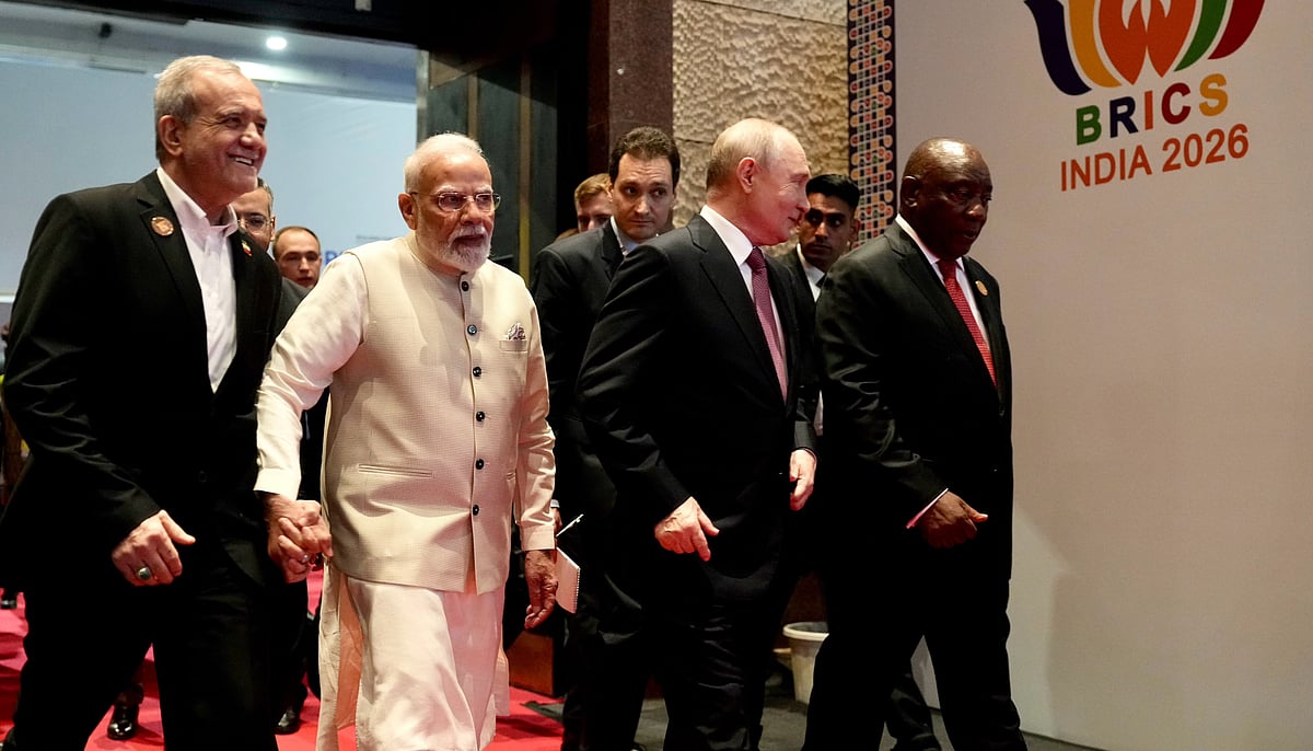 PM Modi with Russian President Vladimir Putin, Iranian President Masoud Pezeshkian