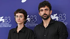Yuval Abraham (right) and Rachel Szor (left) pose at Venice Film Festival - Scott A Garfitt/Invision/AP