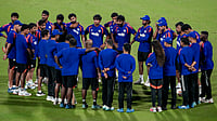 (PTI Photo/Salman Ali) : New Delhi: India's players and support staff during a practice session ahead of the first T20 cricket match between India and Afghanistan, in New Delhi, Friday, Sept. 11, 2026.