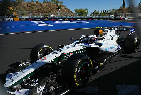 Williams driver Carlos Sainz of Spain steers his car during the second free practice ahead of the Spanish Formula One Grand Prix, in Madrid, Friday, Sept. 11, 2026. 