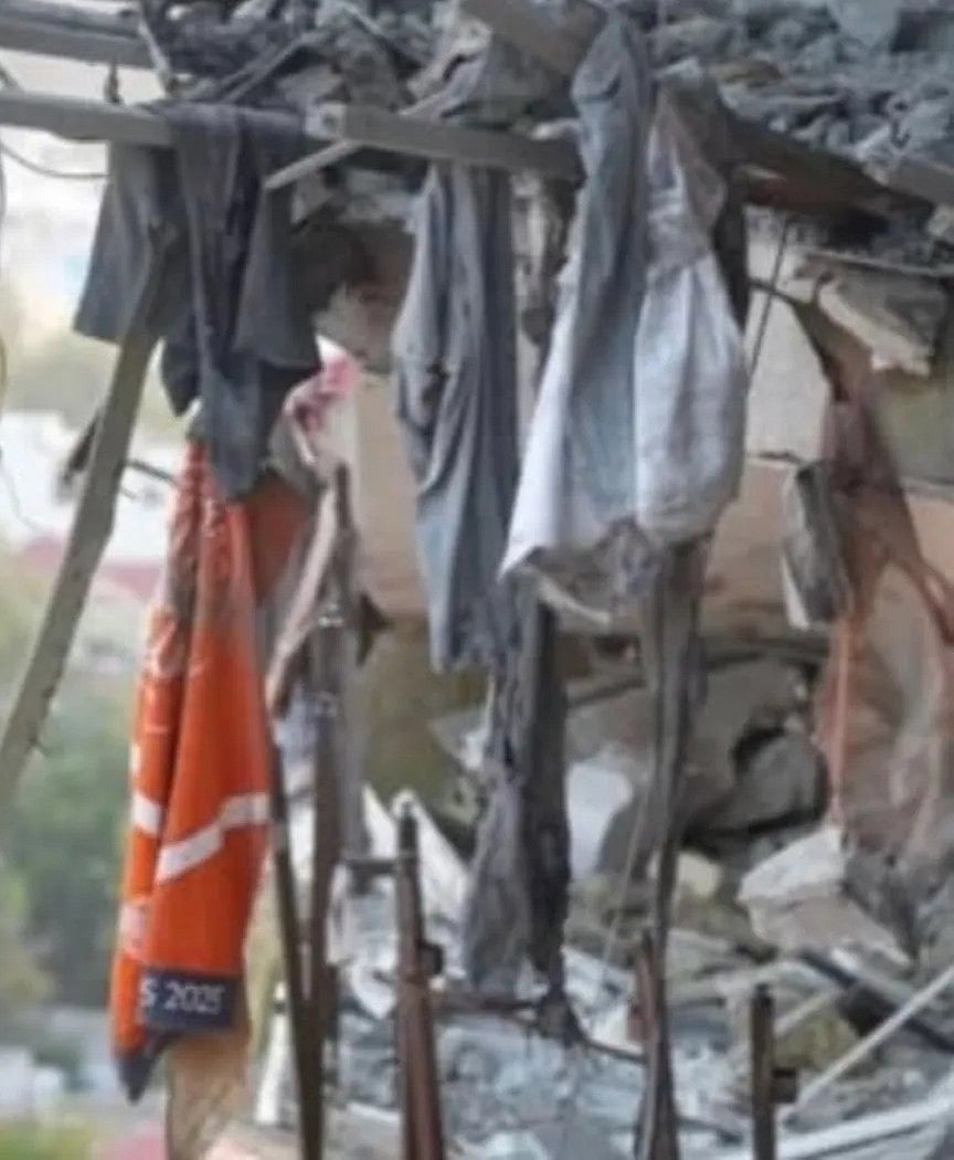 French Open Towel Hanging By The Wreckage