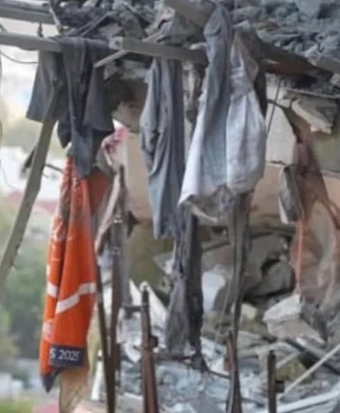 French Open Towel Hanging By The Wreckage