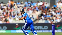 India's Shafali Verma batting during the ICC Women's T20 World Cup match between India and South Africa, at Emirates Old Trafford, Manchester, England. - | Photo: Nigel French/PA via AP
