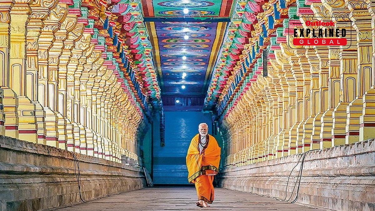 Prime Minister Narendra Modi at Ramanathaswamy Temple in Rameswaram on January 20, 2024. -  | Photo: PTI