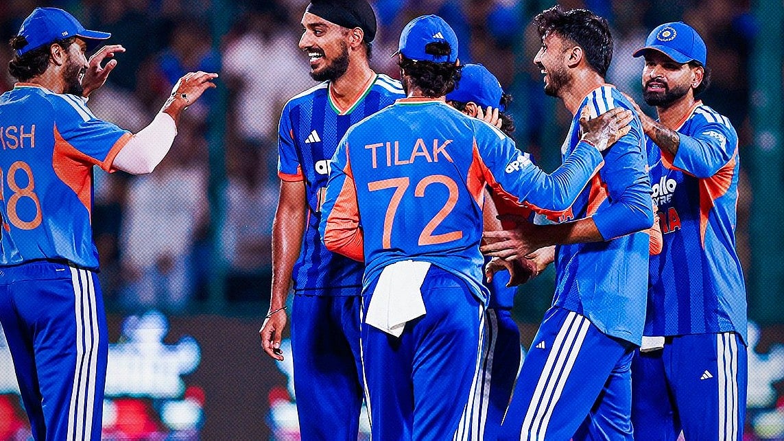 Indian cricketers celebrate the wicket of Afghanistan batters in 1st T20I.  - BCCI/X