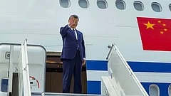 In this image released on Sept. 13, 2026, Chinese President Xi Jinping boards his aircraft upon completing his visit to attend the 18th BRICS Summit, in New Delhi. - | Photo: MEA via PTI