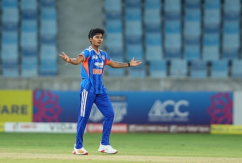 Shree Charani celebrating after a wicket during Women's Asia Cup 2026 India vs Sri Lanka final