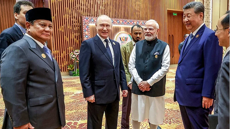 Modi with Chinese President Xi Jinping, Russian President Vladimir Putin