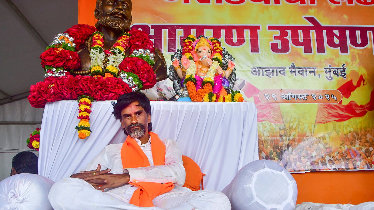 Mumbai: Activist Manoj Jarange Patil during his indefinite hunger strike demanding Maratha reservation, at Azad Maidan, in Mumbai, Friday, Aug. 29, 2025 - PTI