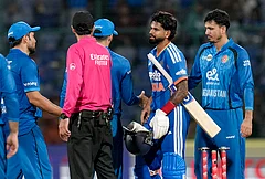 India's captain Shreyas Iyer, second right, shakes hand with Afghanistan players after winning in the first T20I cricket match between India and Afghanistan, in New Delhi, Sunday, Sept. 13, 2026. - | Photo: PTI/Money Sharma