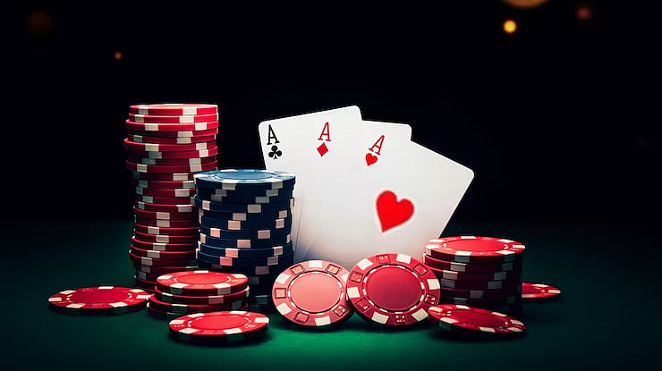 Poker chips and playing cards