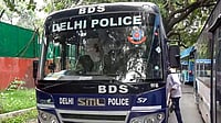 Bomb Threats Hit Delhi Schools; Students Evacuated, Search Ops Underway | Photo: PTI : Representative Image of a Delhi Police Bomb Disposal Squad (BDS) vehicle parked outside school
