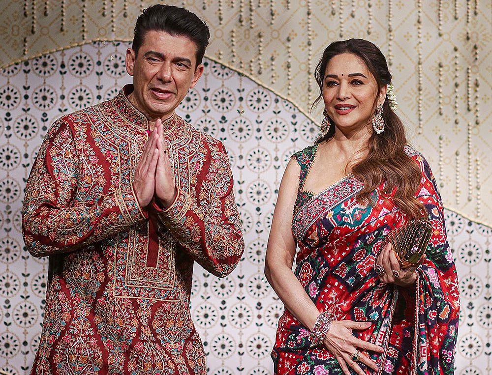 Madhuri Dixit Nene During Ganpati Puja celebrations at Antilla in Mumbai