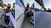 | Photo: Handout via PTI  : A combo image shows a sports bike ridden by a woman, after a speeding car allegedly hit her, knocking her off the bike and dragging it for several metres, on Golf Course Road, in Gurugram. 