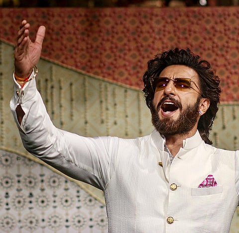 Bollywood actor Ranveer Singh during ‘Ganesh Chaturthi’ celebrations at the residence of Reliance Industries Chairman Mukesh Ambani, in Mumbai, Maharashtra.