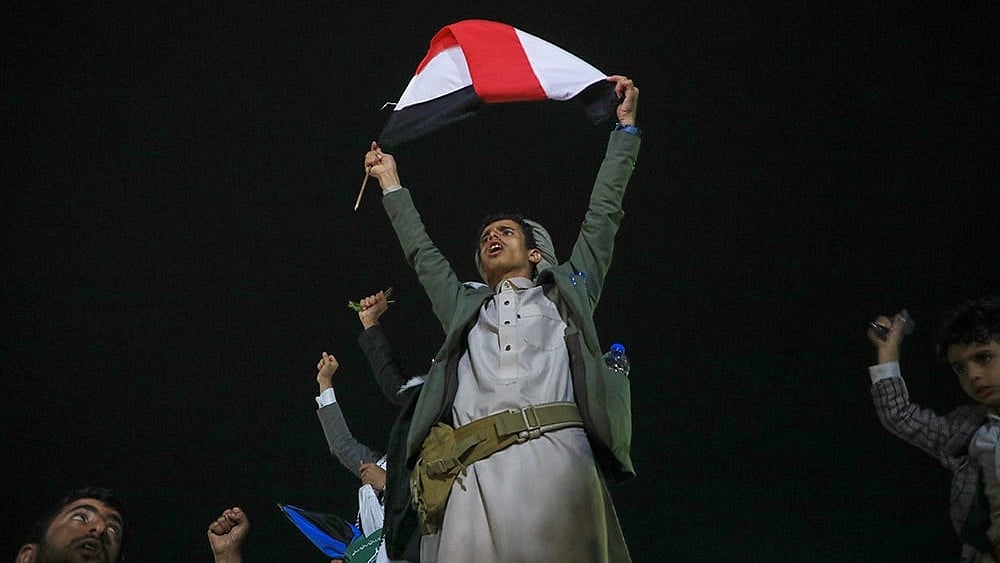 Supporters Celebrate As They Attend A Rally Organized By Yemen's Houthi Rebels To Celebrate The Group's Capture Of Mayun Island - | Photo: AP/Osamah Abdulrahman