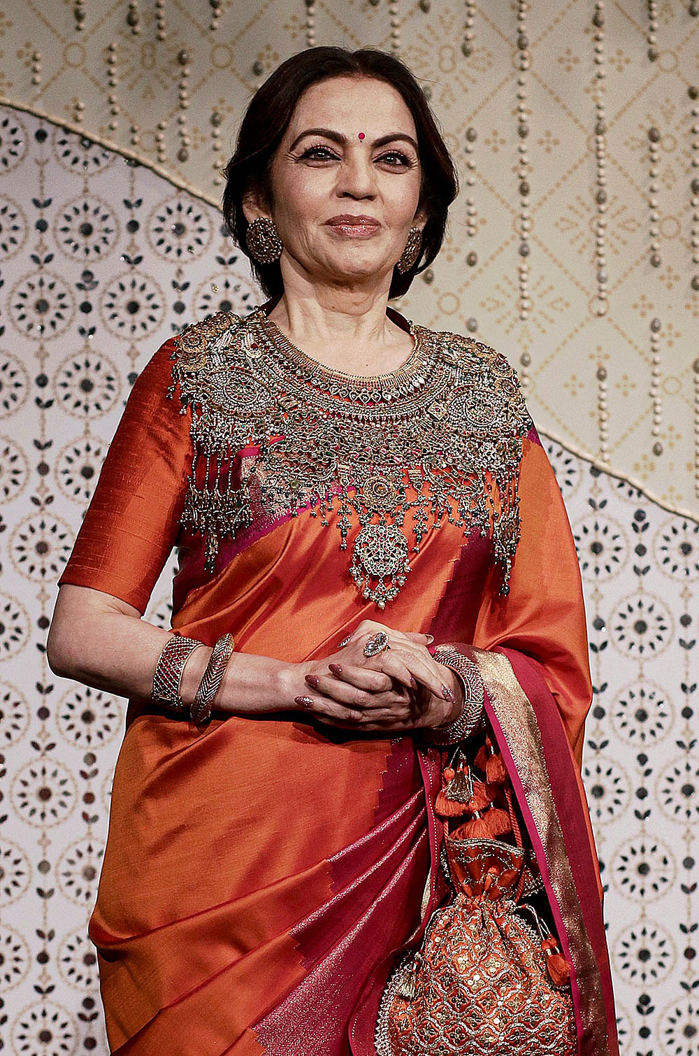 Nita Ambani during Ganpati Puja celebrations at Antilla in Mumbai