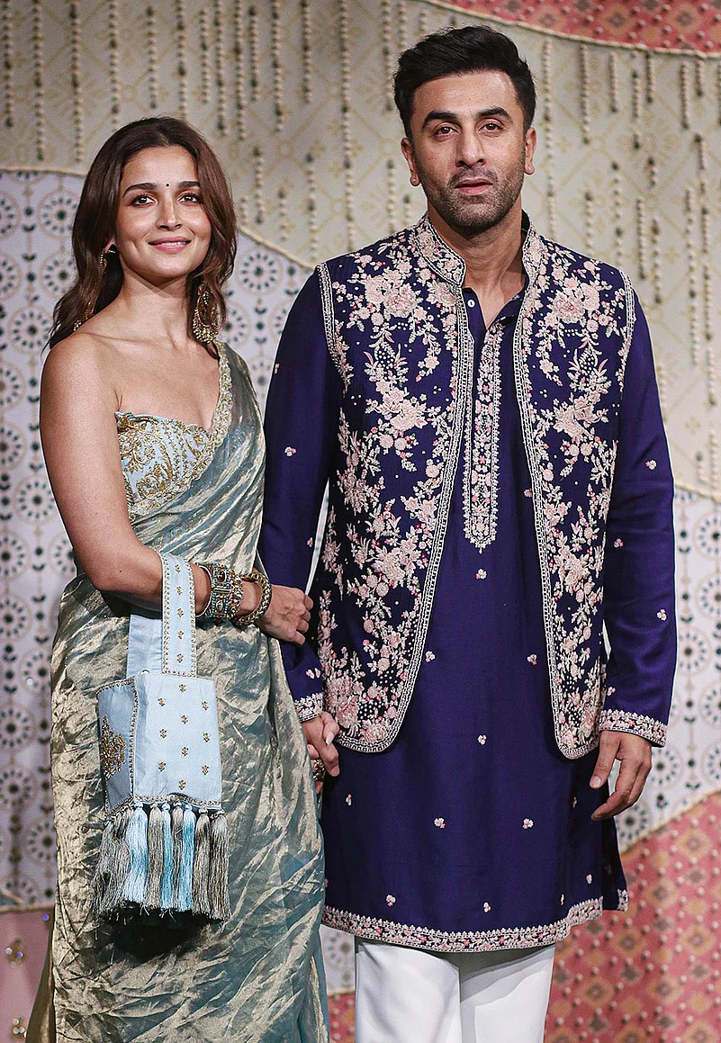 Bollywood actors Alia Bhatt and Ranbir Kapoor at Antilia