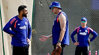 | Photo: PTI/R Senthilkumar : India's Varun Chakaravarthy, left, during a training session ahead of the ICC Men's T20 World Cup 2026 cricket match between India and Zimbabwe, at MA Chidambaram Stadium, in Chennai.