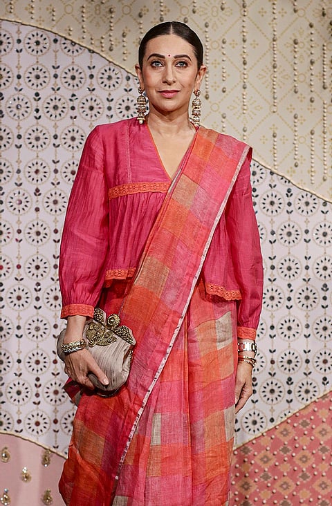 Bollywood actor Karisma Kapoor during ‘Ganesh Chaturthi’ celebrations at the residence of Reliance Industries Chairman Mukesh Ambani, in Mumbai, Maharashtra.