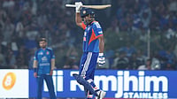 India Clinch Seven-Wicket Victory Over Afghanistan To Take An Unassailable 2-0 Lead In Three-Match T20I Series bcci/X : Sanju Samson celebrates after scoring half-century in IND vs AFG 2nd T20I.