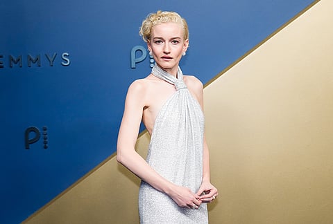 Julia Garner arrives at the 78th Emmy Awards on Monday, Sept. 14, 2026, at the Peacock Theater in Los Angeles. 