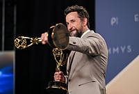 | Photo: Richard Shotwell/Invision/AP : Noah Wyle poses in the press room with the awards for outstanding lead actor in a drama series for "The Pitt" and outstanding drama series for "The Pitt" during the 78th Emmy Awards on Monday, Sept. 14, 2026, at the JW Marriott in Los Angeles. 