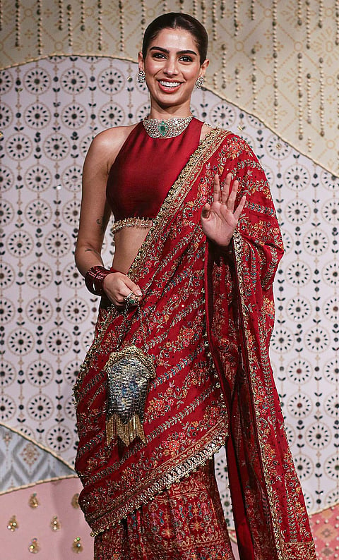 Bollywood actor Khushi Kapoor during ‘Ganesh Chaturthi’ celebrations at the residence of Reliance Industries Chairman Mukesh Ambani, in Mumbai, Maharashtra.