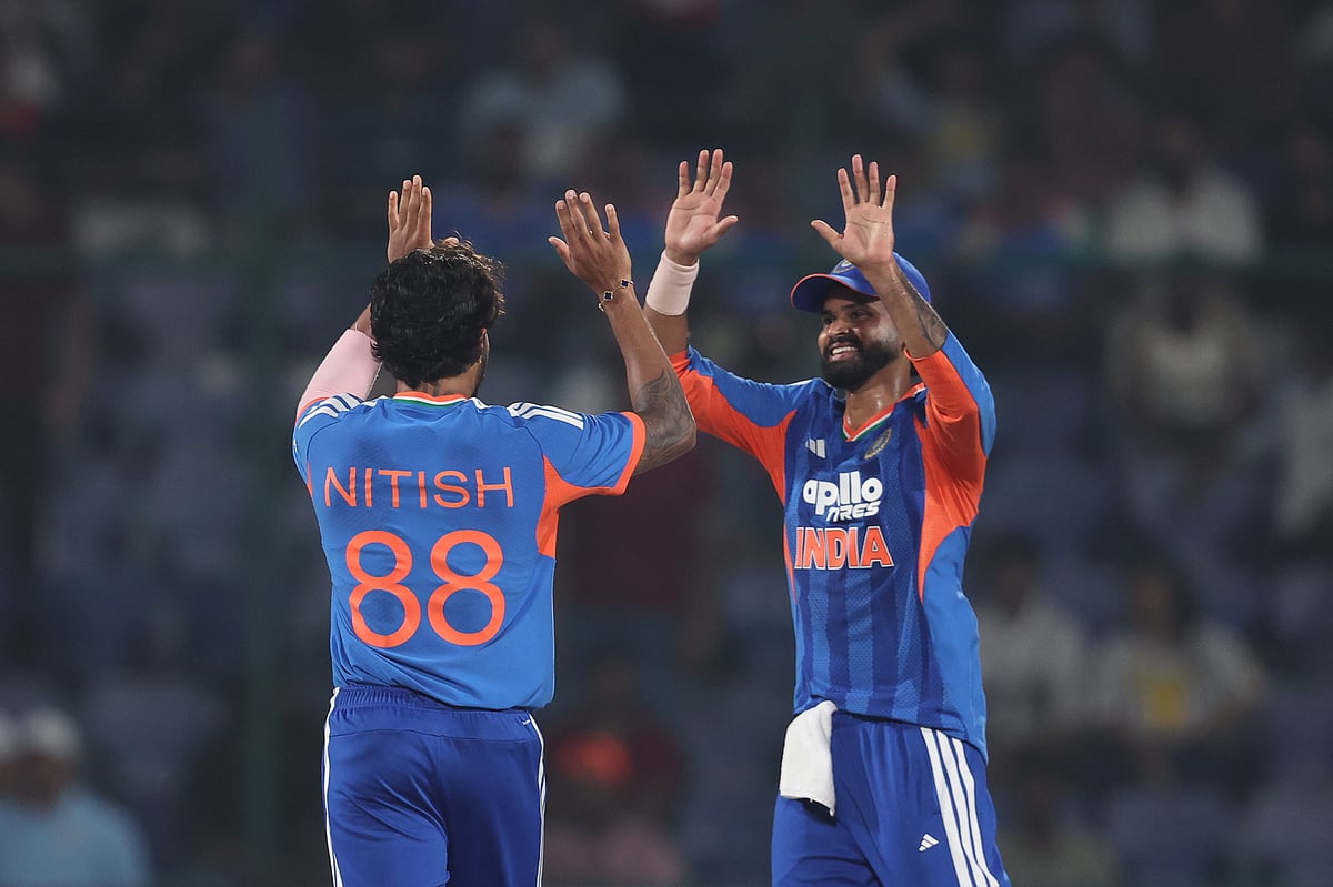 Nitish Kumar Reddy Celebrates With Captain Shreyas Iyer - | Photo: X/bcci