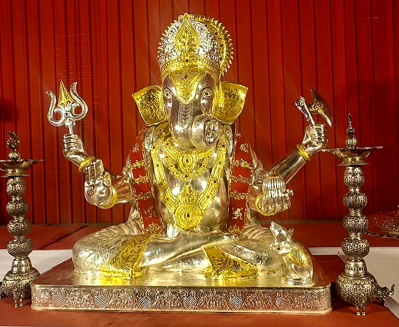 A 108-kg silver idol of Lord Ganesh