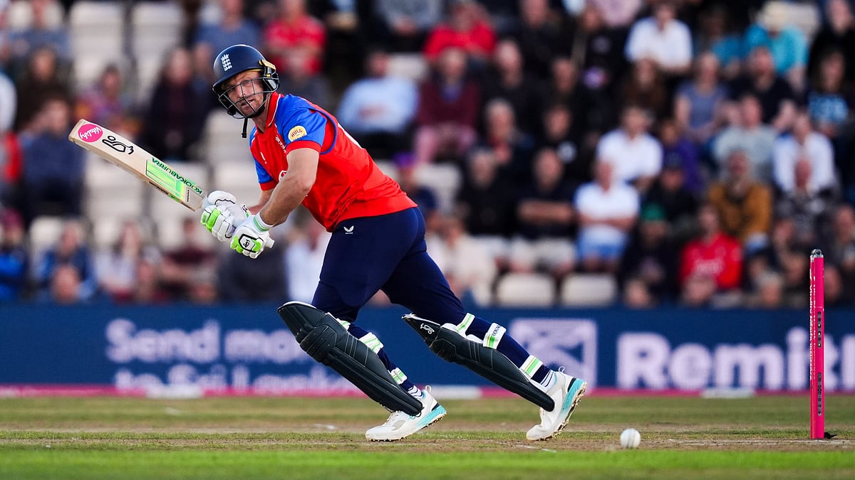 England's Jos Buttler in action during the first IT20 match between England and Sri Lanka in Southampton, England, Tuesday Sept. 15, 2026 - (John Walton/PA via AP)