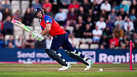 (John Walton/PA via AP) : England's Jos Buttler in action during the first IT20 match between England and Sri Lanka in Southampton, England, Tuesday Sept. 15, 2026