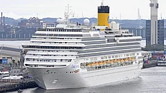 The Italian cruise ship, the Costa Serena, that will house up to 5,000 officials and athletes for the Asian Games, arrives at a port in Nagoya, central Japan. - Kazushi Kurihara/Kyodo News via AP