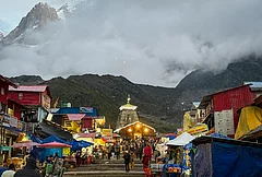 Devotees arrive to offer prayers at the Kedarnath Jyotirlinga Temple, in Rudraprayag, Uttarakhand. - | Photo: PTI/Rahul Kumar