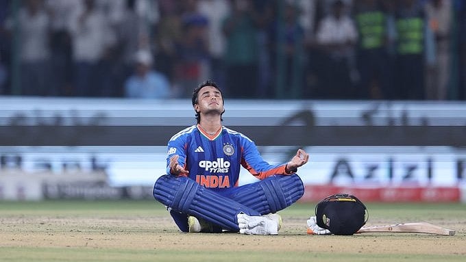 BCCI/X : Abhishek Sharma smashed 76 runs in the powerplay during his sensational 30-ball century against Afghanistan.