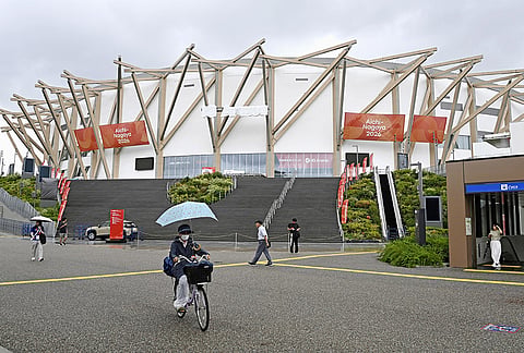 A general view of IG Arena, the venue for men's basketball games of Asian Games, in Nagoya, central Japan Sept. 9, 2026.  