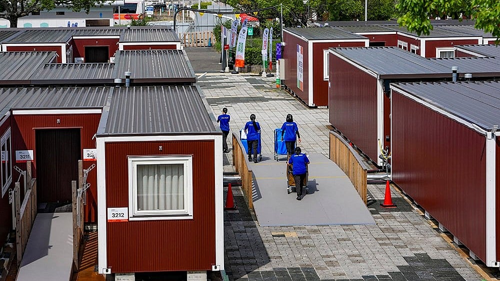 Containers set up to house athletes from various countries participating in the 20th Asian Games, in Nagoya, Japan. The Asian Games organising committee has chosen containers and a cruise ship to accommodate athletes this time.  - | Photo: PTI/Atul Yadav